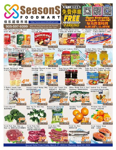 Seasons Food Mart (Thornhill) Flyer March 27 to April 2