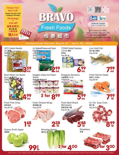 Bravo Fresh Foods Flyer March 27 to April 2