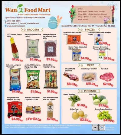 Wan 2 Food Mart Flyer March 27 to April 2