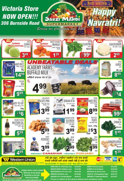 Sabzi Mandi Supermarket (Lower Mainland) Flyer March 27 to April 1
