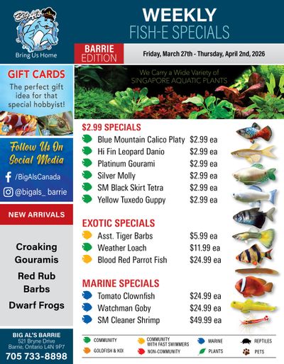 Big Al's (Barrie) Weekly Specials March 27 to April 2