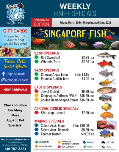 Big Al's (Scarborough) Weekly Specials March 27 to April 2