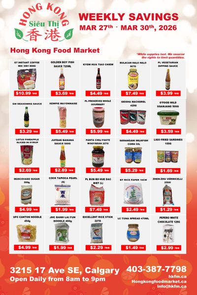 Hong Kong Food Market Flyer March 27 to 30