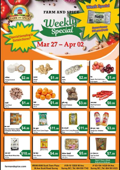 Farm And Spice Grocers Flyer March 27 to April 2