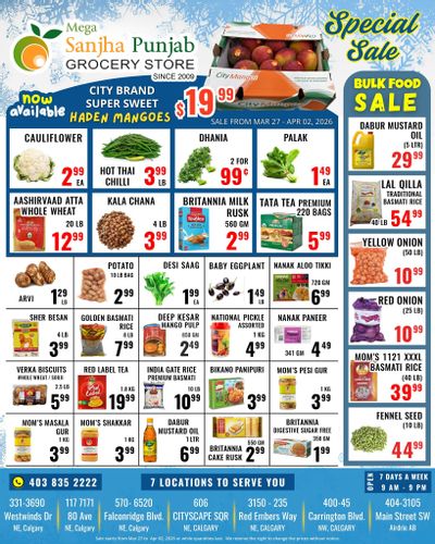 Sanjha Punjab Grocery Store Flyer March 27 to April 2