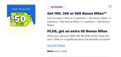 Air Miles Canada Shop The Block: Get up to 550 Bonus Miles April 2nd – 9th
