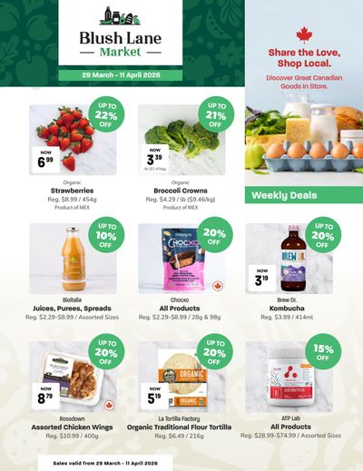 Blush Lane Organic Market Flyer March 29 to April 11