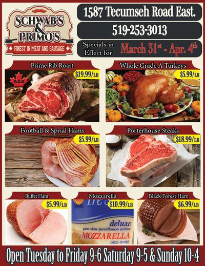 Schwab's & Primo's Flyer March 31 to April 4