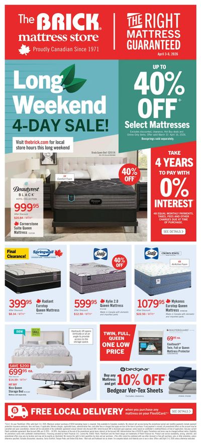 The Brick Mattress Store Flyer March 31 to April 16