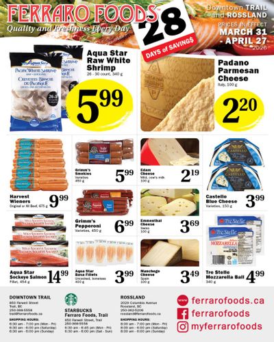 Ferraro Foods Monthly Flyer March 31 to April 27