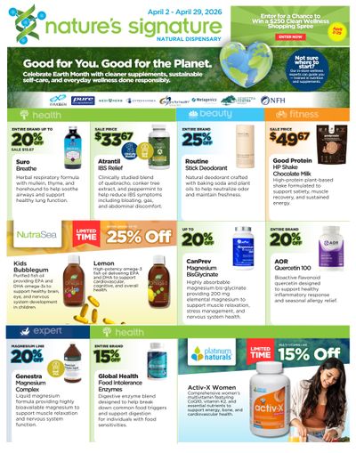 Nature's Signature Flyer April 2 to 29