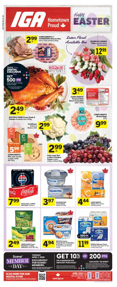 IGA (SK, MB, ON) Flyer April 2 to 8