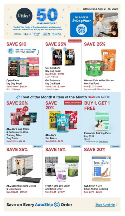 Bosley's by PetValu Flyer April 2 to 15