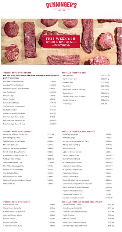Denninger's Weekly Specials April 1 to 7