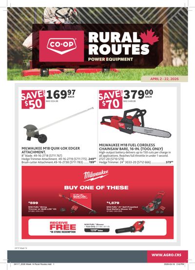 Co-op (West) Rural Routes Flyer April 2 to 22