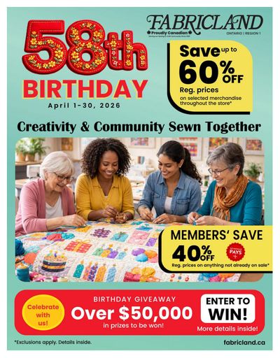 Fabricland (ON) Flyer April 1 to 30