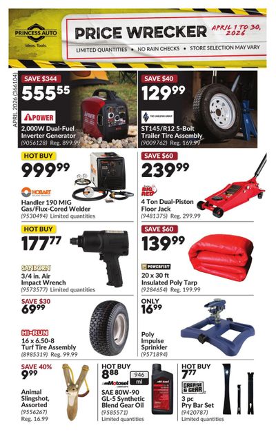 Princess Auto Price Wrecker Flyer April 1 to 30