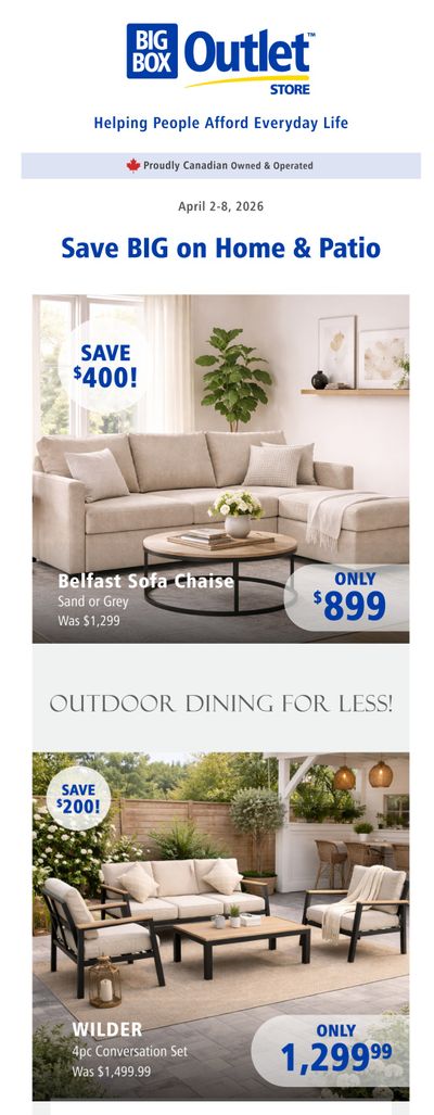 Big Box Outlet Store Flyer April 2 to 8