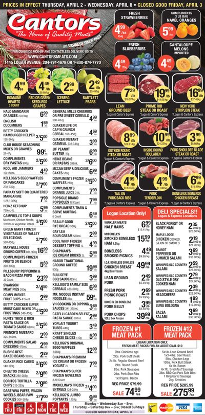 Cantor's Meats Flyer April 2 to 8