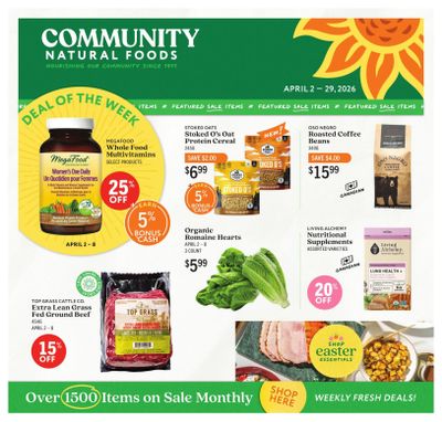 Community Natural Foods Flyer April 2 to 29