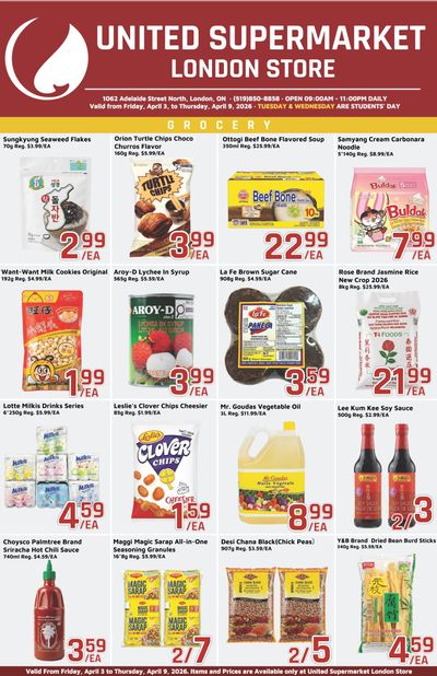 United Supermarket (London) Flyer April 3 to 9