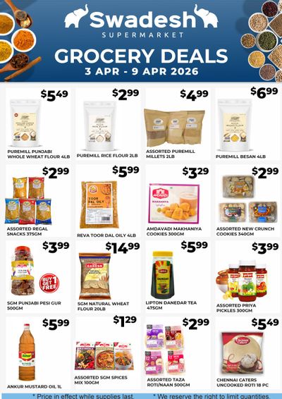 Swadesh Supermarket Flyer April 3 to 9