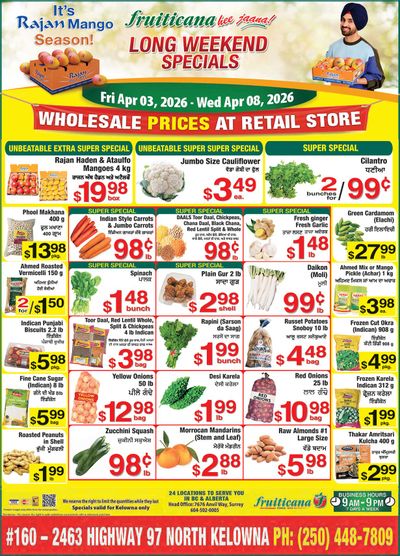 Fruiticana (Kelowna) Flyer April 3 to 8