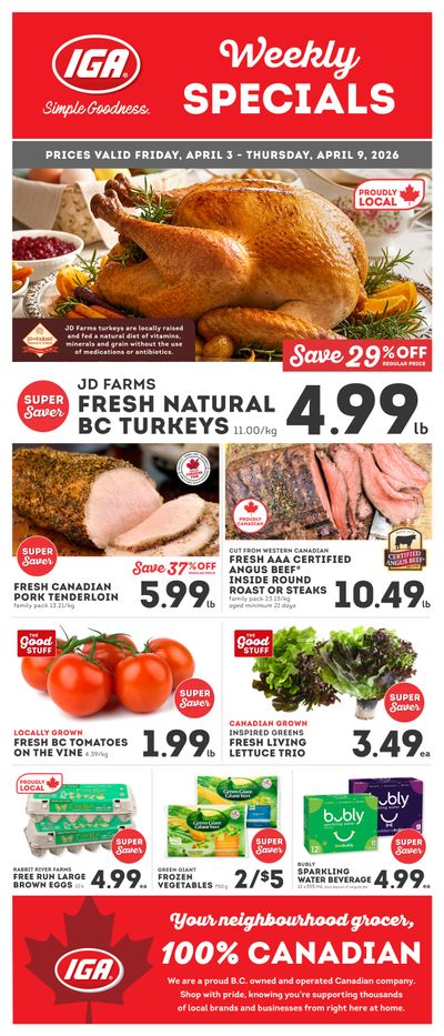 IGA Stores of BC Flyer April 3 to 9