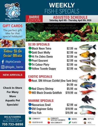 Big Al's (Barrie) Weekly Specials April 4 to 9