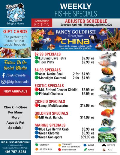 Big Al's (Scarborough) Weekly Specials April 4 to 9