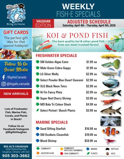 Big Al's (Vaughan) Weekly Specials April 4 to 9