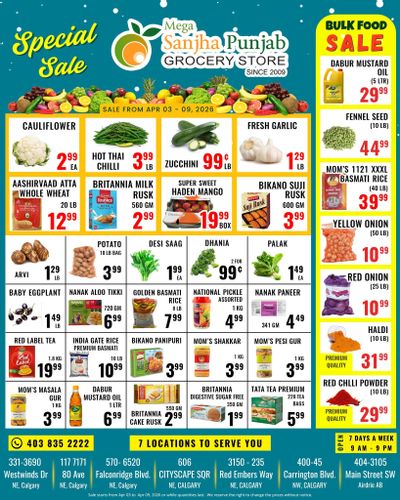 Sanjha Punjab Grocery Store Flyer April 3 to 9