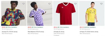 Adidas Canada: up to 40% off Select Styles and Soccer Jerseys for Members
