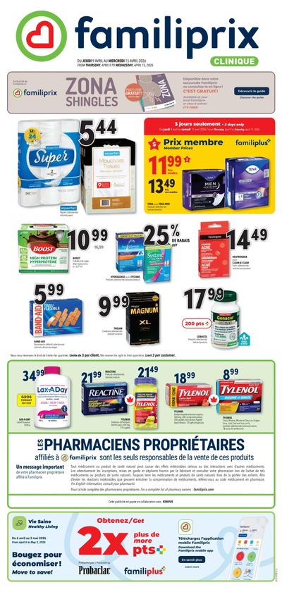 Familiprix Clinique Flyer April 9 to 15