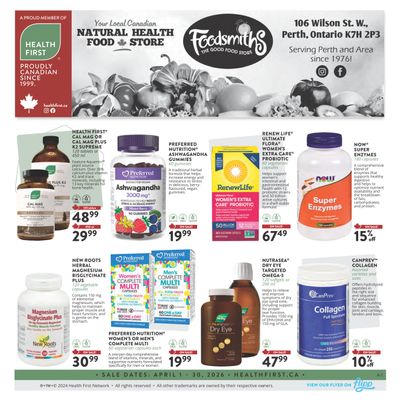 Foodsmiths Health First Flyer April 1 to 30