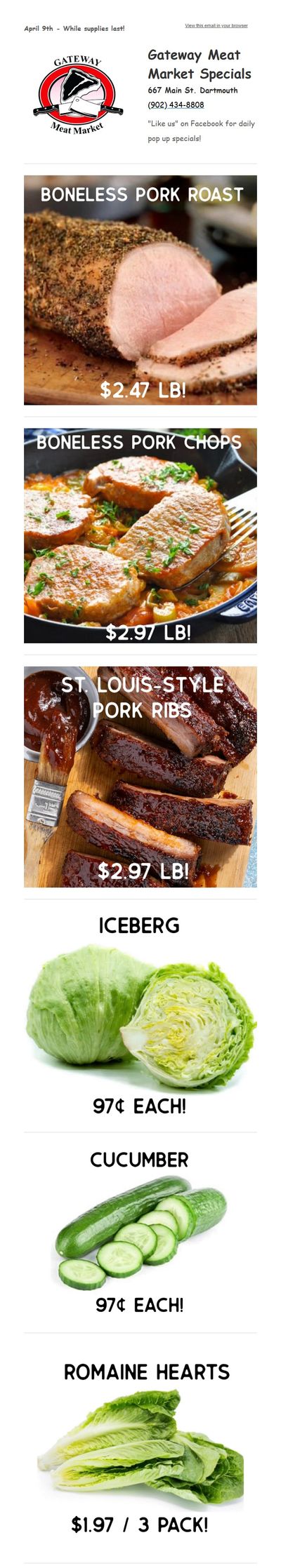 Gateway Meat Market Flyer April 9 to 15