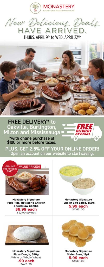 Monastery Bakery Flyer April 9 to 22