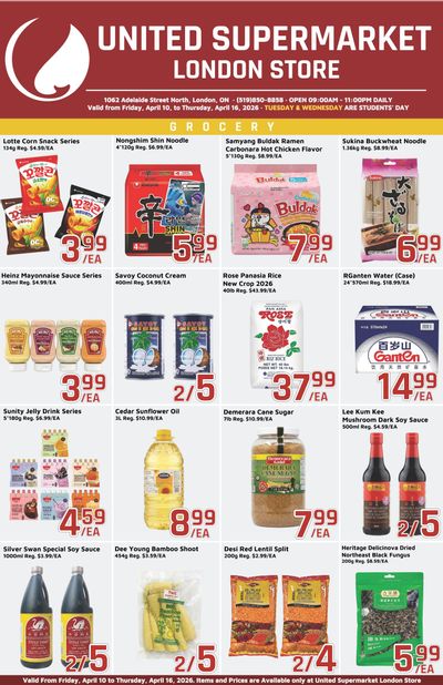 United Supermarket (London) Flyer April 10 to 16