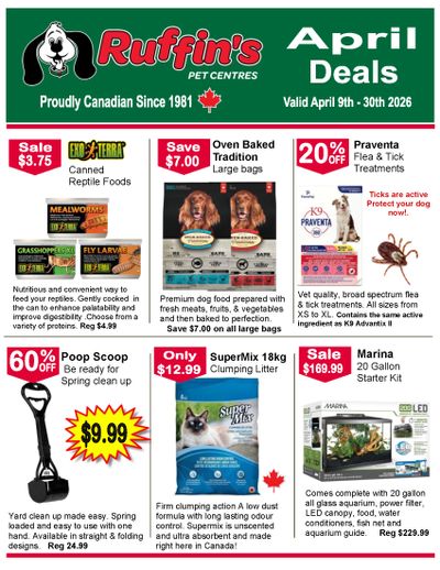 Ruffin's Pet Centre Flyer April 9 to 30