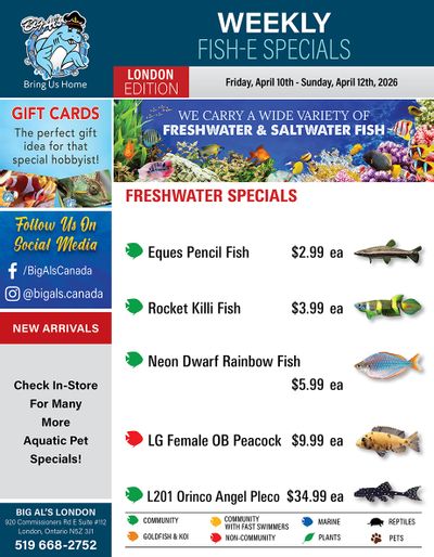 Big Al's (London) Weekend Specials April 10 to 12
