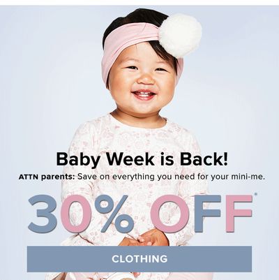Hudson’s Bay Canada Baby Week Sale: Save 30% on Everything You Need for Your Mini-Me + Extra $25 off $175 Using Promo Code