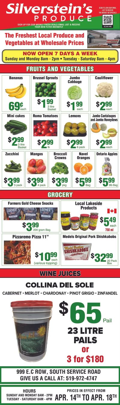 Silverstein's Produce Flyer April 14 to 18