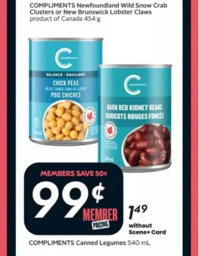 Sobeys and Safeway Canada: Compliments Canned Beans .99 April 16th – 22nd + Flyer Deals