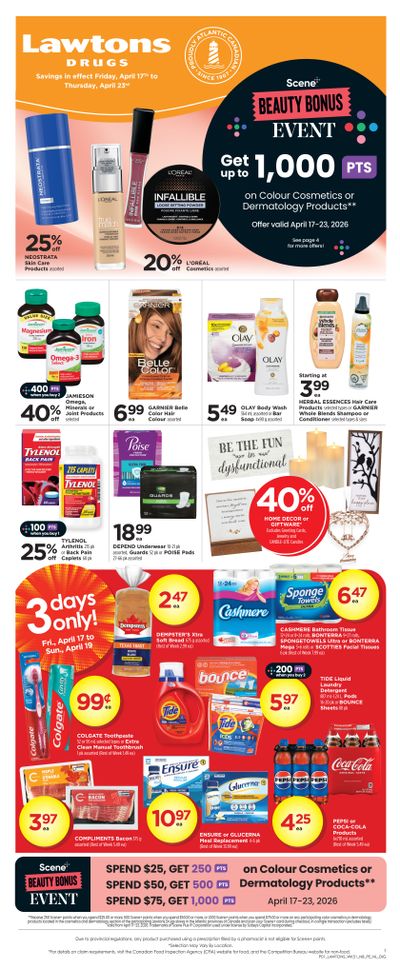 Lawtons Drugs (NB, PE) Flyer April 17 to 23