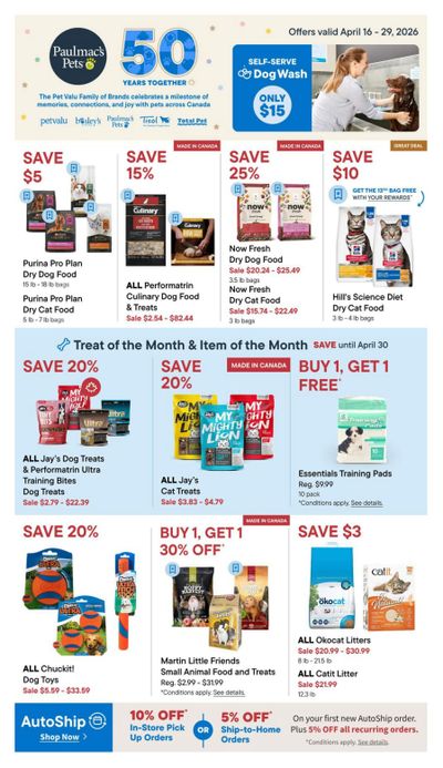 Paulmac's Pets Flyer April 16 to 29