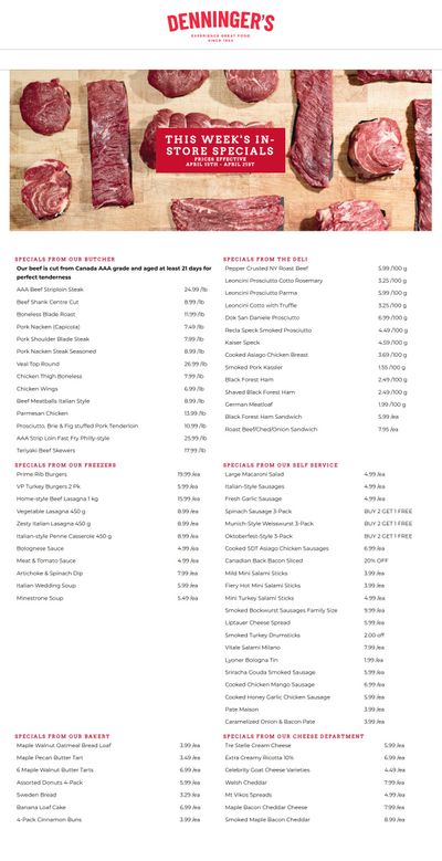 Denninger's Weekly Specials April 15 to 21