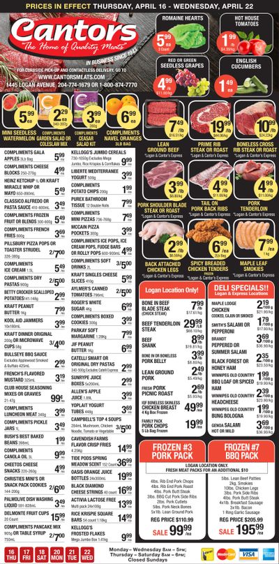 Cantor's Meats Flyer April 16 to 22