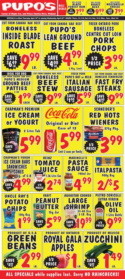 Pupo's Food Market Flyer April 16 to 22