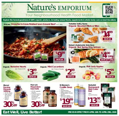 Nature's Emporium Bi-Weekly Flyer April 16 to 29