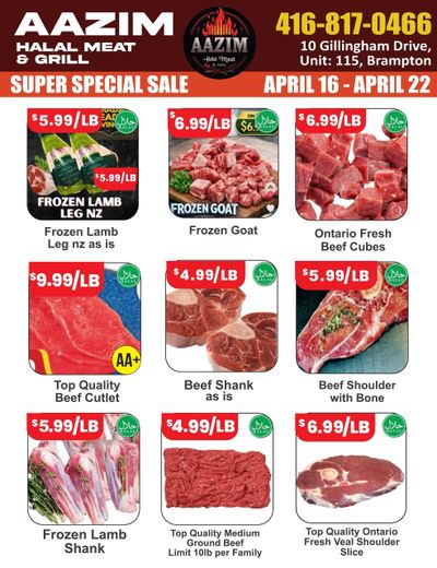 Aazim Halal Meat & Grill Flyer April 16 to 22